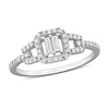 Thumbnail Image 1 of 0.31 CT. T.W. Baguette and Round Diamond Cushion Frame Split Shank Engagement Ring in 10K White Gold