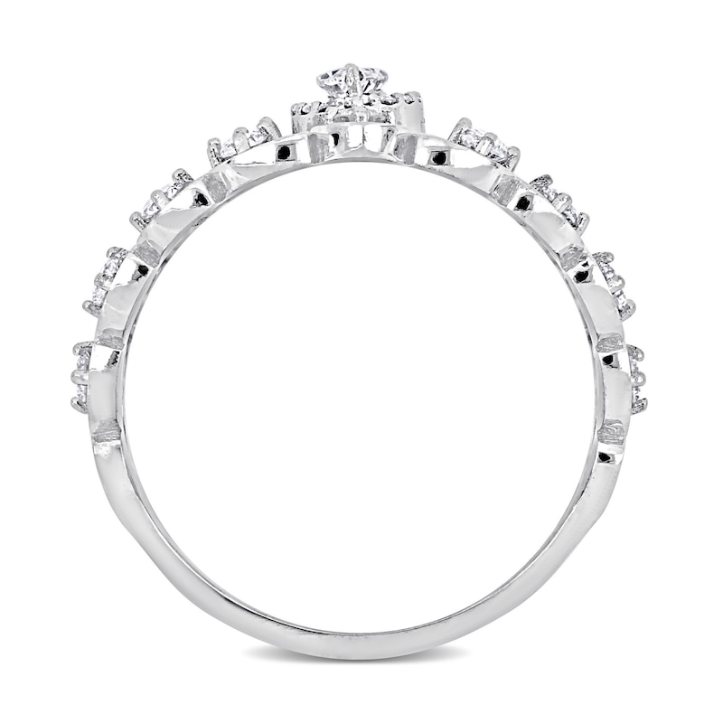 Main Image 4 of 1.20 CT. T.W. Diamond Multi-Row Column Leaf-Edge Ring in 14K White Gold