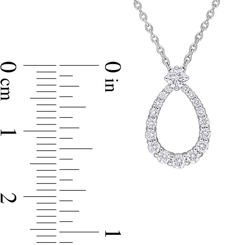 Main Image 3 of 0.43 CT. T.W. Diamond Graduated Open Teardrop Station Necklace in 14K White Gold - 17.5"
