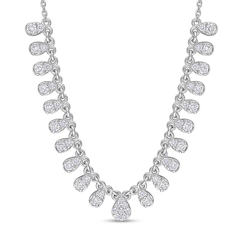 Main Image 1 of 0.78 CT. T.W. Pear-Shaped Multi-Diamond Station Necklace in 14K White Gold - 17"