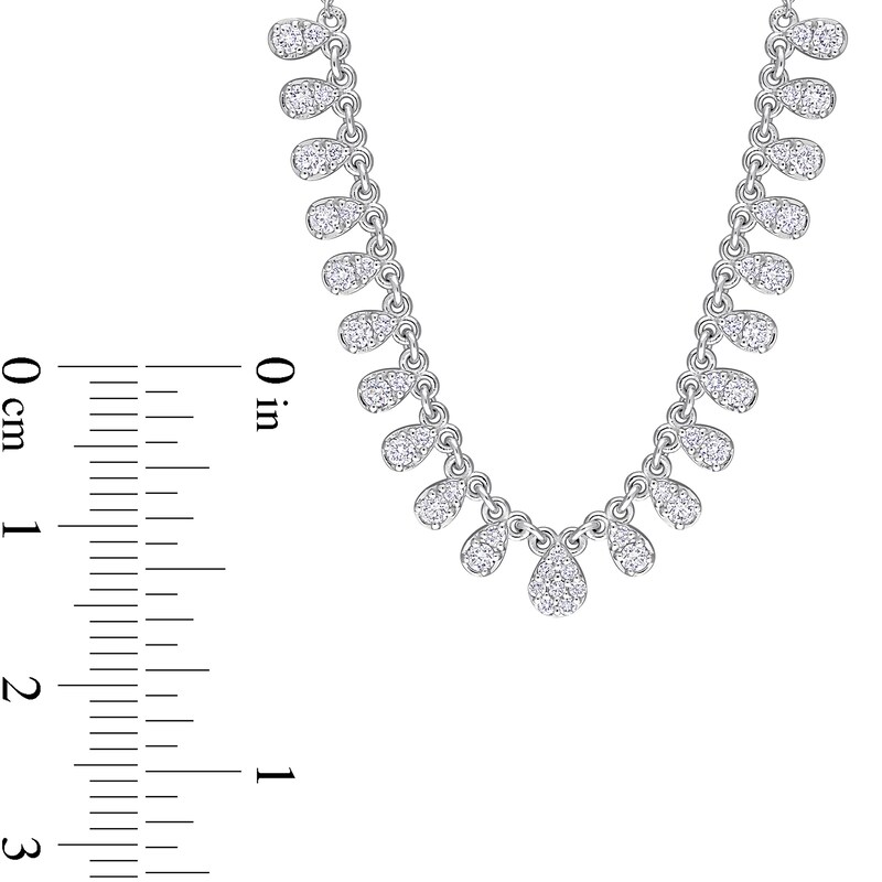 Main Image 3 of 0.78 CT. T.W. Pear-Shaped Multi-Diamond Station Necklace in 14K White Gold - 17"