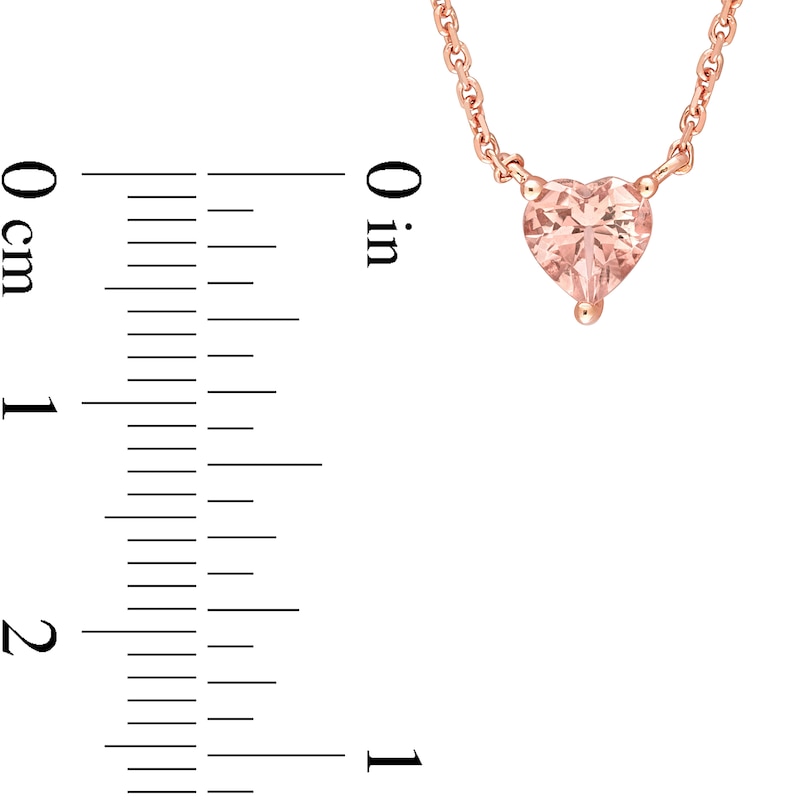 Main Image 2 of 5.0mm Heart-Shaped Morganite Solitaire Necklace in 14K Rose Gold - 16"