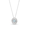 Thumbnail Image 1 of Aquamarine and White Lab-Created Sapphire Oval Spiral Necklace in Sterling Silver - 18”
