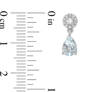 Pear-Shaped Aquamarine and White Lab-Created Sapphire Dangle Earrings in Sterling Silver