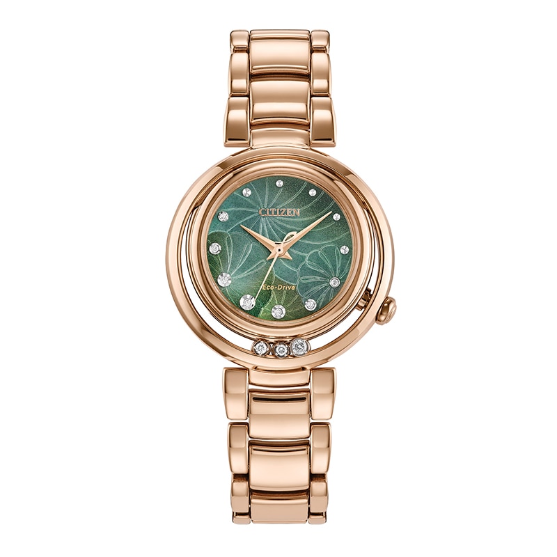 Ladies' Citizen L Arcly Diamond Accent Watch in Rose-Tone Stainless Steel (Model EM1113-58Y)