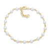 3.5-4.0mm Freshwater Cultured Pearl Station Bracelet in 10K Gold-7.25”