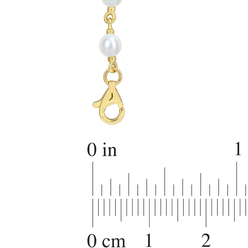 3.5-4.0mm Freshwater Cultured Pearl Station Bracelet in 10K Gold-7.25”