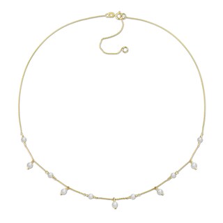 3.5-4.0mm Freshwater Cultured Pearl Dangle Station Necklace in 10K Gold – 18”