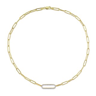 0.40 CT. T.W. Diamond Link Paper Clip Chain Necklace in 14K Gold - 18”