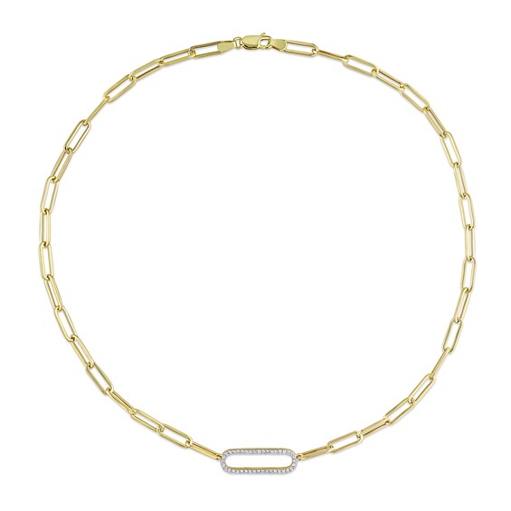 0.40 CT. T.W. Diamond Link Paper Clip Chain Necklace in 14K Gold - 18”