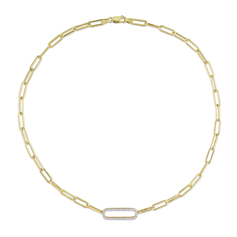 0.40 CT. T.W. Diamond Link Paper Clip Chain Necklace in 14K Gold - 18”