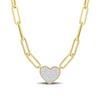 0.39 CT. T.W. Multi-Diamond Heart Paper Clip Chain Necklace in 14K Gold - 18”
