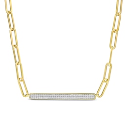 0.39 CT. T.W. Multi-Diamond Bar Paper Clip Chain Necklace in 14K Gold - 18”