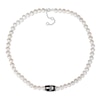 Thumbnail Image 2 of Men’s 7.0-7.5mm Freshwater Cultured Pearl and Enamel Anchor Necklace in Sterling Silver-21”