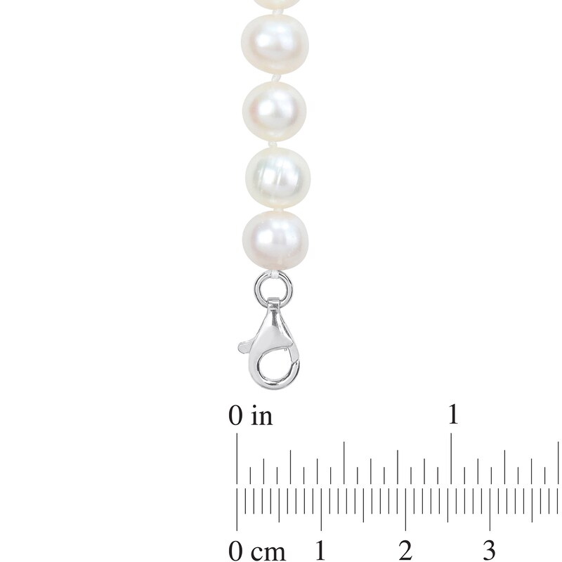 Main Image 3 of Men’s 7.0-7.5mm Freshwater Cultured Pearl and Enamel Anchor Necklace in Sterling Silver-21”