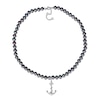 Thumbnail Image 2 of Men’s Black Freshwater Cultured Pearl and Anchor Necklace in Sterling Silver-21”