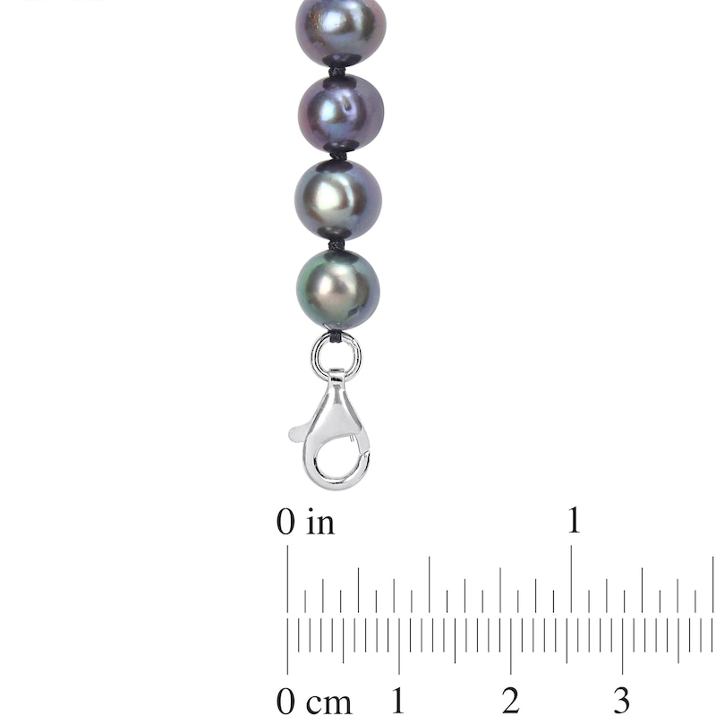 Main Image 3 of Men’s Black Freshwater Cultured Pearl and Anchor Necklace in Sterling Silver-21”
