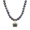 Thumbnail Image 1 of Men’s 7.0-7.5mm Black Cultured Pearl and 0.36 CT. T.W. Diamond Crown Necklace in Sterling Silver/Yellow Rhodium-21”