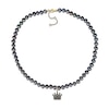 Thumbnail Image 2 of Men’s 7.0-7.5mm Black Cultured Pearl and 0.36 CT. T.W. Diamond Crown Necklace in Sterling Silver/Yellow Rhodium-21”