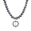 Thumbnail Image 1 of Men’s 7.0-7.5mm Black Cultured Pearl and 0.30 CT. T.W. Black Diamond Helm and Anchor Necklace in Sterling Silver-21”