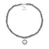 Thumbnail Image 2 of Men’s 7.0-7.5mm Black Cultured Pearl and 0.30 CT. T.W. Black Diamond Helm and Anchor Necklace in Sterling Silver-21”
