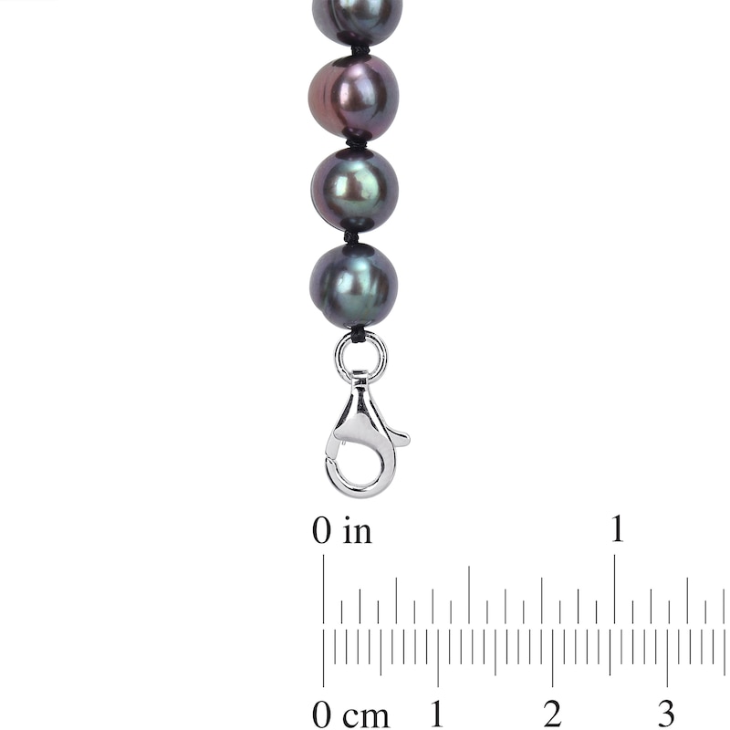 Main Image 3 of Men’s 7.0-7.5mm Black Cultured Pearl and 0.30 CT. T.W. Black Diamond Helm and Anchor Necklace in Sterling Silver-21”