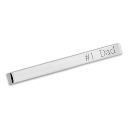 Engravable Polished Tie Bar in Solid Sterling Silver (1 Line)