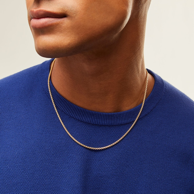 Main Image 2 of 2.5mm Rounded Box Chain Necklace in Hollow 10K Gold - 22”