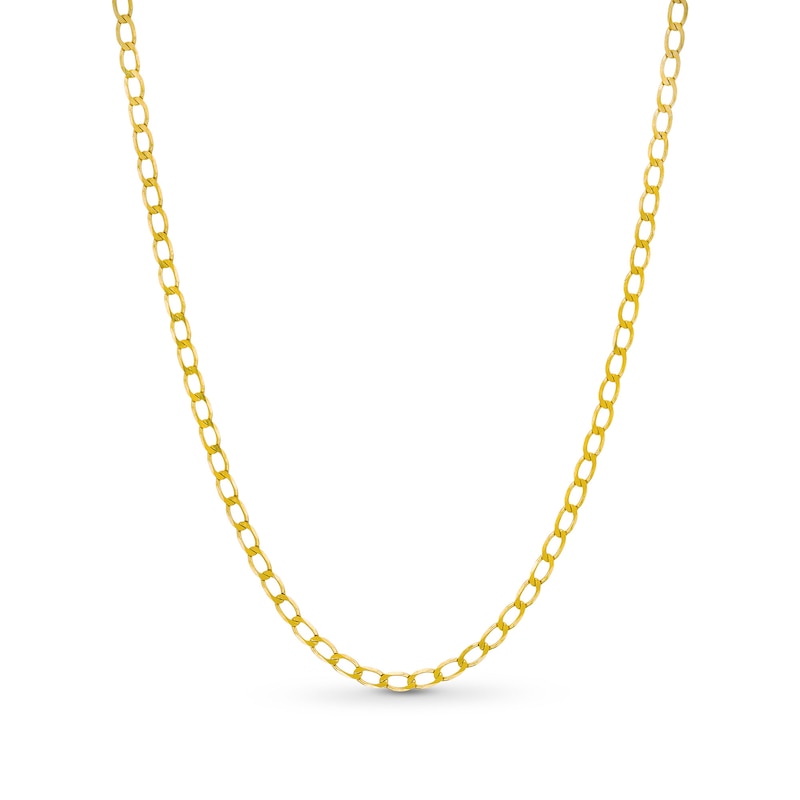 2.4mm Diamond-Cut Flat Curb Chain Necklace in Solid 10K Gold - 20"
