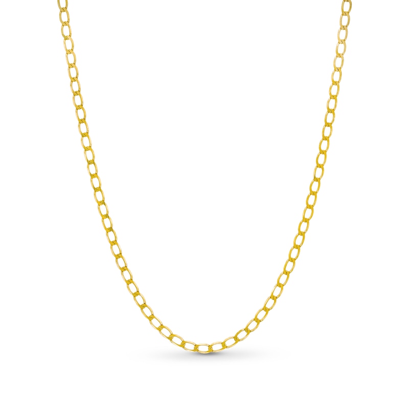 2.4mm Diamond-Cut Flat Curb Chain Necklace in Solid 10K Gold - 20"|Peoples Jewellers