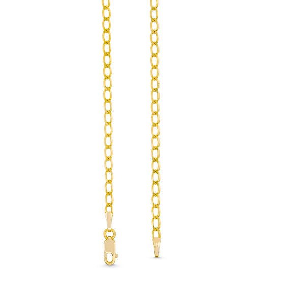 2.4mm Diamond-Cut Flat Curb Chain Necklace in Solid 10K Gold - 20"