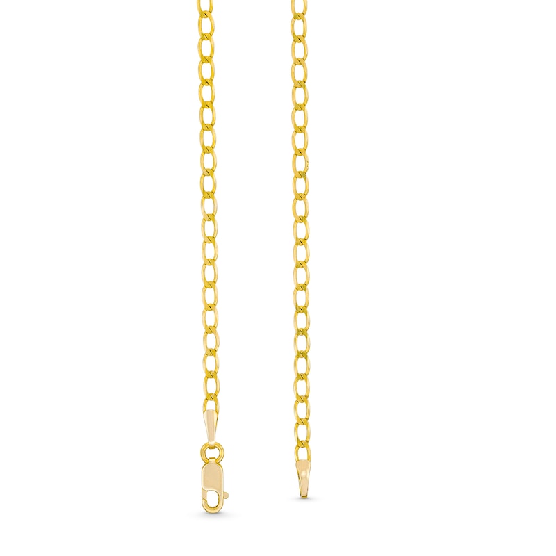 2.4mm Diamond-Cut Flat Curb Chain Necklace in Solid 10K Gold - 20"
