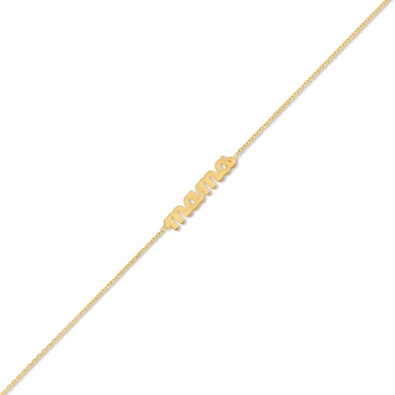 Cursive "mama" Cable Chain Bracelet in 10K Gold - 7.25"