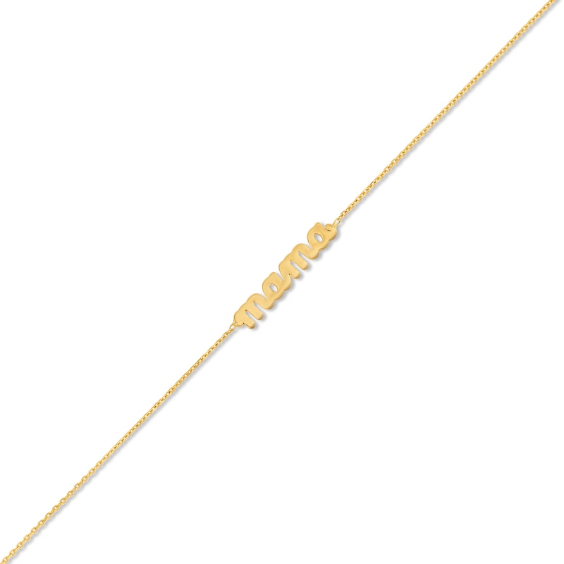 Main Image 1 of Cursive "mama" Cable Chain Bracelet in 10K Gold - 7.25"