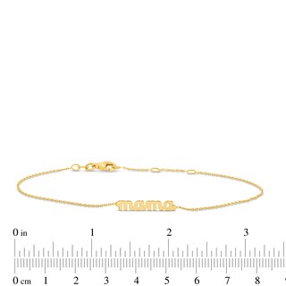 Cursive "mama" Cable Chain Bracelet in 10K Gold - 7.25"