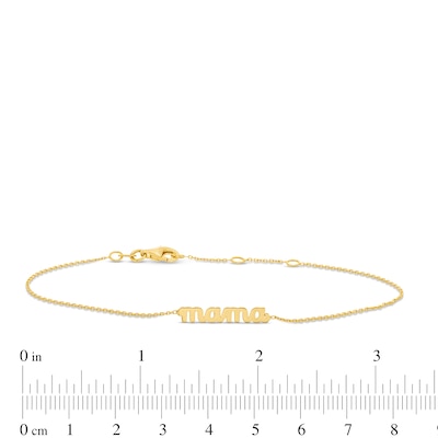 Cursive "mama" Cable Chain Bracelet in 10K Gold - 7.25"