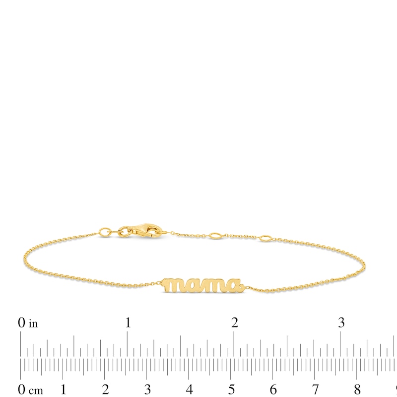 Main Image 4 of Cursive "mama" Cable Chain Bracelet in 10K Gold - 7.25"