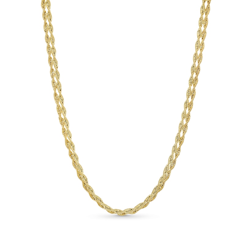 2.5mm Double Rope Chain Necklace in Hollow 10K Gold - 18"