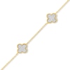 Thumbnail Image 1 of Glitter Clover Station Bracelet in Solid 14K Gold - 7.5"