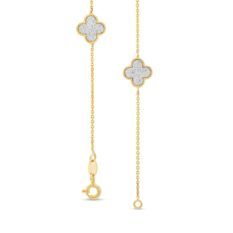 Main Image 3 of Glitter Clover Station Bracelet in Solid 14K Gold - 7.5"