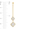 Glitter Enamel Double Clover Linear Chain Drop Earrings in 14K Gold