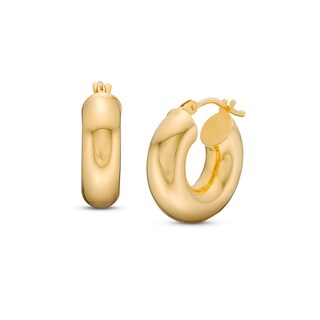 24.0mm Tube Hoop Earrings in Hollow 14K Gold