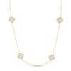 Glitter Clover Station Necklace in Solid 14K Gold