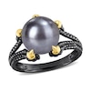 Thumbnail Image 1 of Men’s 10.5-11.0mm Black Freshwater Cultured Pearl Claw Ring in Sterling Silver with Black Rhodium and Yellow Gold Plate
