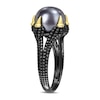 Thumbnail Image 2 of Men’s 10.5-11.0mm Black Freshwater Cultured Pearl Claw Ring in Sterling Silver with Black Rhodium and Yellow Gold Plate