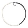 Thumbnail Image 2 of 7.0-7.5mm Freshwater Cultured Pearl and Curb Chain Necklace in Black-Plated Sterling Silver – 22”