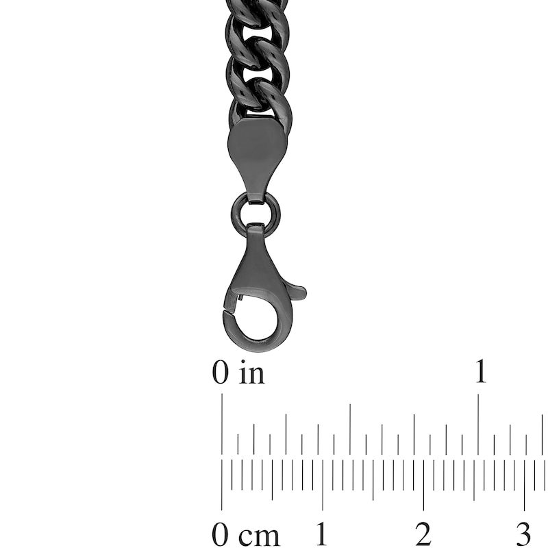 Main Image 3 of 7.0-7.5mm Freshwater Cultured Pearl and Curb Chain Necklace in Black-Plated Sterling Silver – 22”
