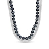 Thumbnail Image 1 of Men’s 7.5-8.0mm Black Freshwater Cultured Pearl & Curb Chain Necklace in Sterling Silver-22”
