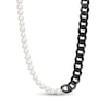 Thumbnail Image 1 of Men’s 7.0-7.5mm Freshwater Cultured Pearl & Cuban Curb Chain Necklace in Sterling Silver-22”