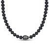 Thumbnail Image 1 of Men’s 9.0-12.0mm Black Freshwater Cultured Pearl Necklace with Sterling Silver Clasp-20”
